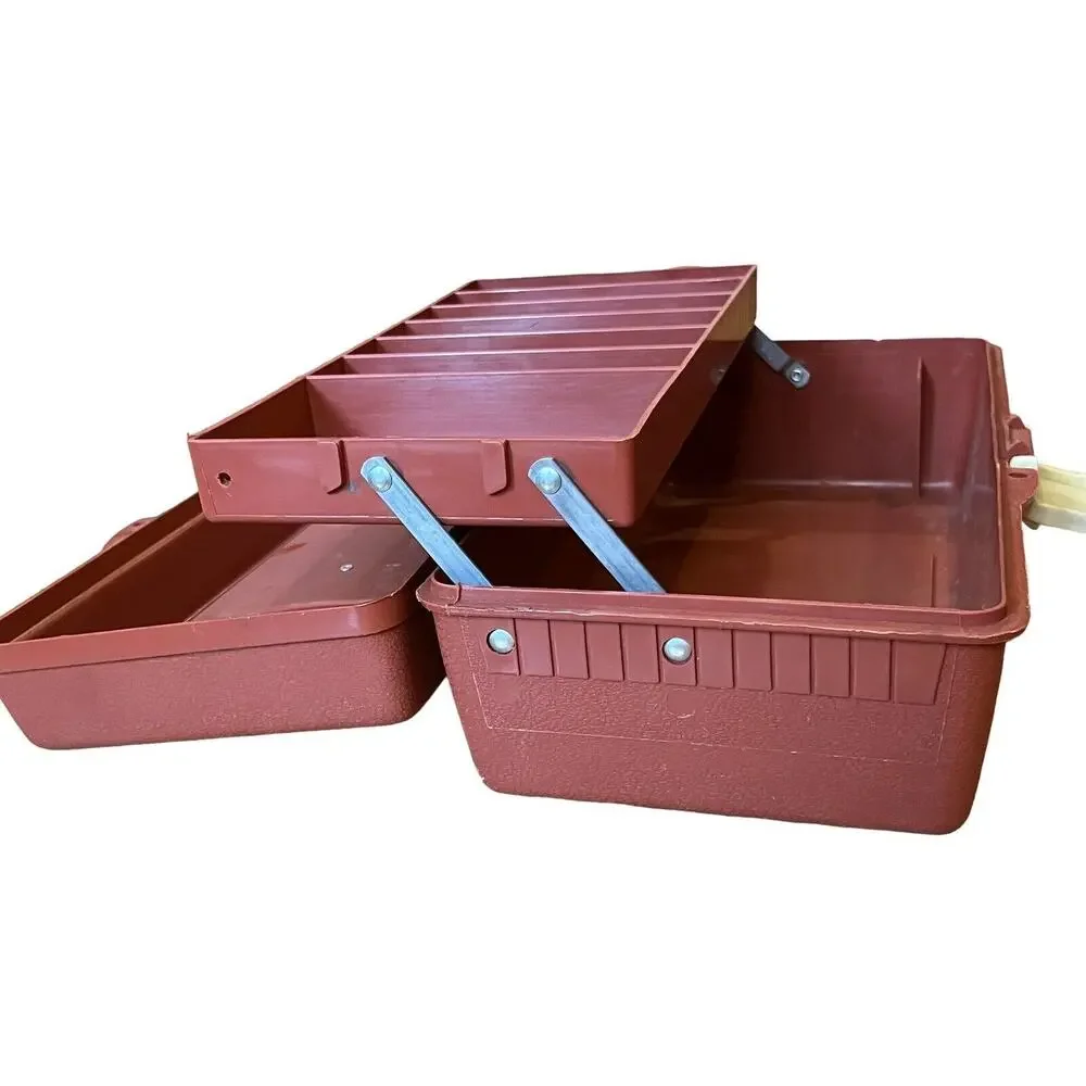 Woodstream Old Pal Tackle Box Vintage PF1040 w/ Folding Tray VTG Copper & Beige